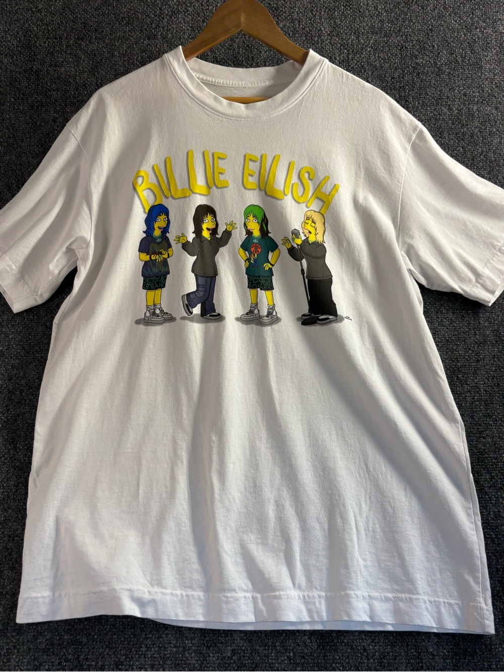 MAD Engine White Kids Tee with Yellow Billie Eilish Graphic
